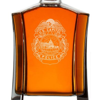 Custom Engraved Police Badges  - Custom Crown Decanter Set - US Capitol Police Badge