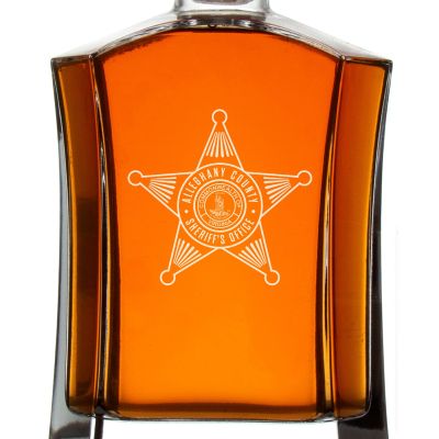 Custom Engraved Police Badges  - Custom Crown Decanter Set - Alleghany County VA Sheriff's Office