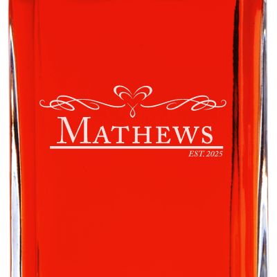 Custom Engraved Fancy Scroll - Personalized Whiskey Decanter In Wood Gift Box