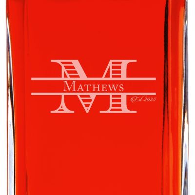 Custom Engraved Money Font Style - Personalized Whiskey Decanter In Wood Gift Box