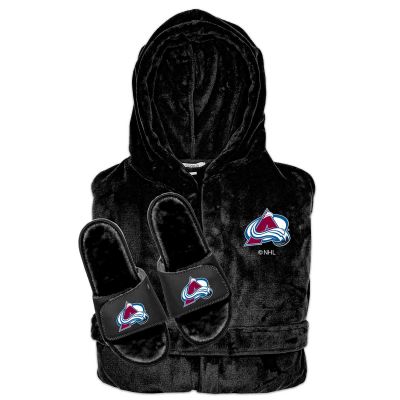 Colorado Avalanche Faux Fur Slide Sandals & Robe Bundle
