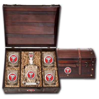 Texas Tech - Capitol Decanter with 4 Double Old Fashioned Glasses in Chest