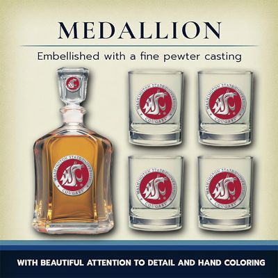 Washington State University Cougars  - Capitol Decanter with 4 Double Old Fashioned Glasses in Chest