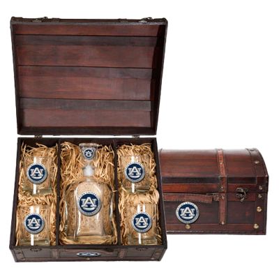 Auburn University Tigers - Capitol Decanter with 4 Double Old Fashioned Glasses in Chest