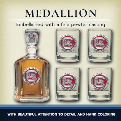 University of South Carolina Gamecocks - Capitol Decanter with 4 Double Old Fashioned Glasses in Chest