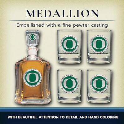 University of Oregon Ducks - Capitol Decanter with 4 Double Old Fashioned Glasses in Chest