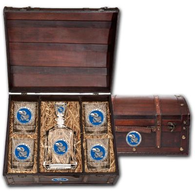 University of Kansas Jayhawks - Capitol Decanter with 4 Double Old Fashioned Glasses in Chest