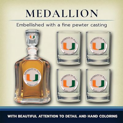 Miami Hurricanes - Capitol Decanter with 4 Double Old Fashioned Glasses in Chest