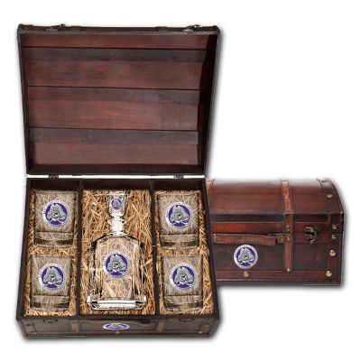 East Carolina University Pirates - Capitol Decanter with 4 Double Old Fashioned Glasses in Chest
