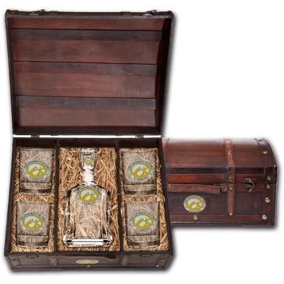Iowa Hawkeyes - Capitol Decanter with 4 Double Old Fashioned Glasses in Chest