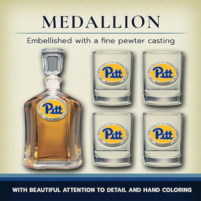 University of Pittsburgh Panthers - Capitol Decanter with 4 Double Old Fashioned Glasses in Chest