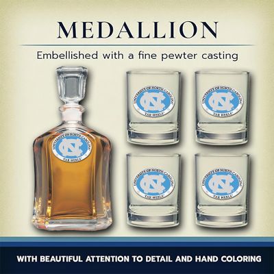 North Carolina Tarheels - Capitol Decanter with 4 Double Old Fashioned Glasses in Chest