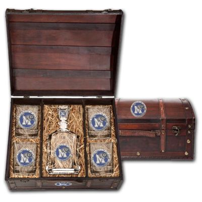 University of Memphis Tigers - Capitol Decanter with 4 Double Old Fashioned Glasses in Chest