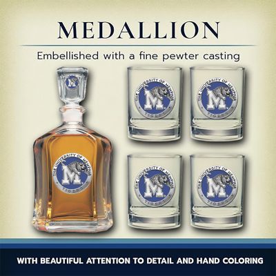 University of Memphis Tigers - Capitol Decanter with 4 Double Old Fashioned Glasses in Chest