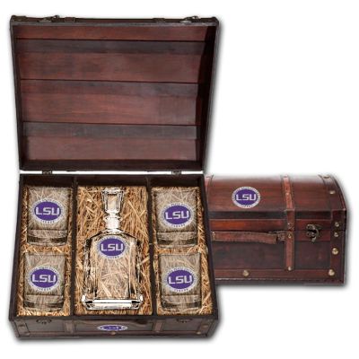 LSU Tigers - Capitol Decanter with 4 Double Old Fashioned Glasses in Chest