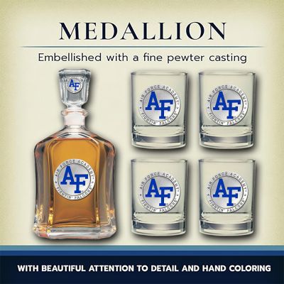 US Air Force Academy - Capitol Decanter with 4 Double Old Fashioned Glasses in Chest
