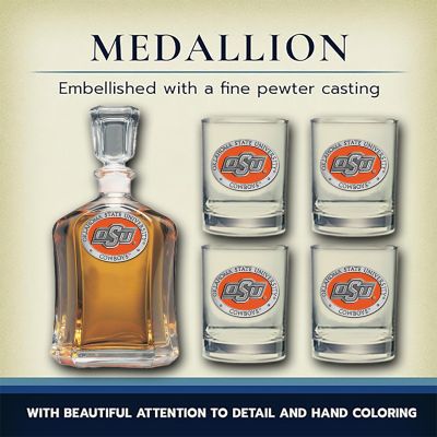 Oklahoma State University Cowboys - Capitol Decanter with 4 Double Old Fashioned Glasses in Chest