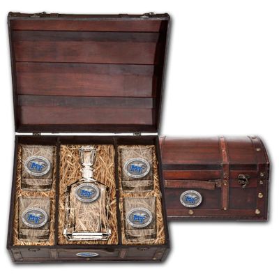 Middle Tennessee State Blue Raiders - Capitol Decanter with 4 Double Old Fashioned Glasses in Chest