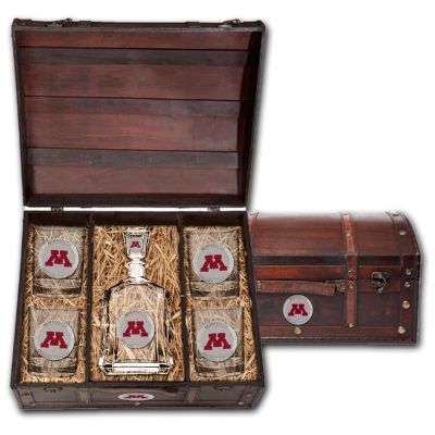 Minnesota Golden Gophers - Capitol Decanter with 4 Double Old Fashioned Glasses in Chest