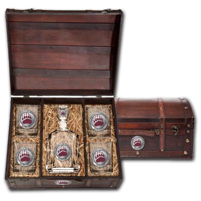 University of Montana Grizzlies - Capitol Decanter with 4 Double Old Fashioned Glasses in Chest