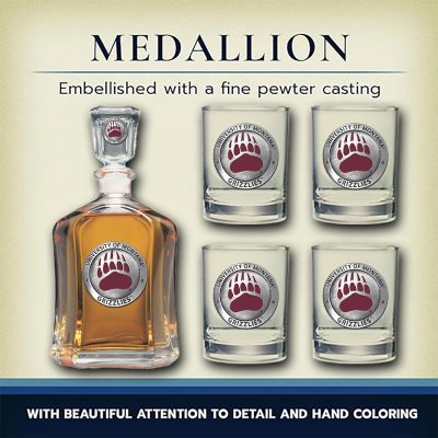 University of Montana Grizzlies - Capitol Decanter with 4 Double Old Fashioned Glasses in Chest