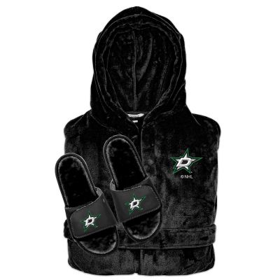Dallas Stars Faux Fur Slide Sandals & Robe Bundle