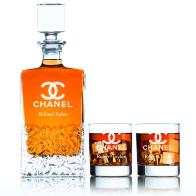 Personalized Chanel - Personalized Excalibur Decanter Set with Whiskey Glasses - Fashion Collection Set