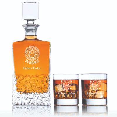 Personalized Versace - Personalized Excalibur Decanter Set with Whiskey Glasses - Fashion Collection Set