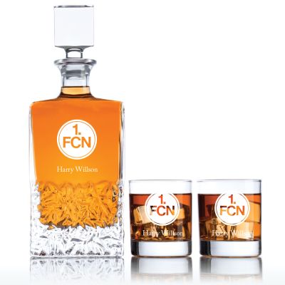 Engraved 1. FC Nurnberg - Personalized Excalibur Decanter Set with Old Fashioned Whiskey Glasses