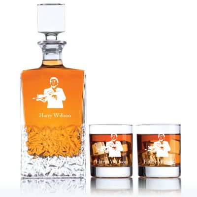 Engraved Scar Face - Personalized Excalibur Decanter Set with Old Fashioned Whiskey Glasses