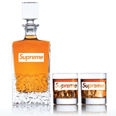 Engraved Supreme - Personalized Excalibur Decanter Set with Old Fashioned Whiskey Glasses