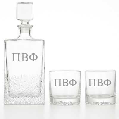 Custom Engraved Pi Beta Phi - Personalized Excalibur Decanter Set with Whiskey Glasses