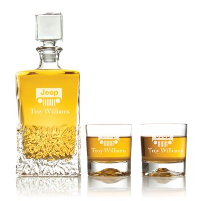 Engraved Jeep - Personalized Excalibur Decanter Set with Whiskey Glasses