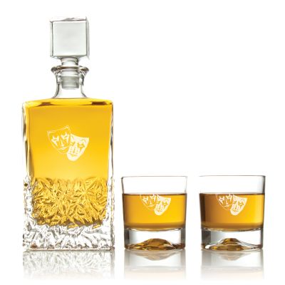 Custom Engraved Joker Face Mask - Personalized Excalibur Decanter Set with Whiskey Glasses