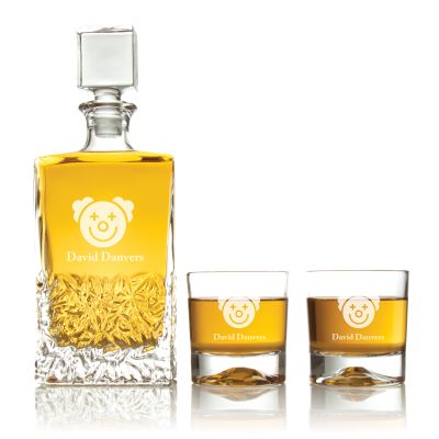 Custom Engraved Funny Joker Design - Personalized Excalibur Decanter Set with Whiskey Glasses