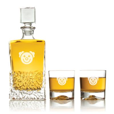 Custom Engraved Funny Joker Design - Personalized Excalibur Decanter Set with Whiskey Glasses