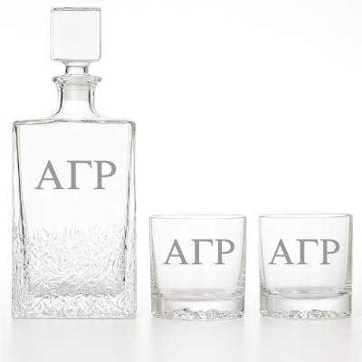 Custom Engraved Alpha Gamma Rho - Personalized Excalibur Decanter Set with Whiskey Glasses