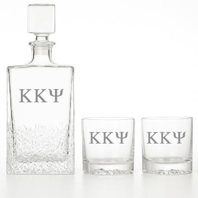 Custom Engraved Kappa Kappa Psi - Personalized Excalibur Decanter Set with Whiskey Glasses