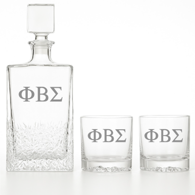Custom Engraved Phi Beta Sigma - Personalized Excalibur Decanter Set with Whiskey Glasses
