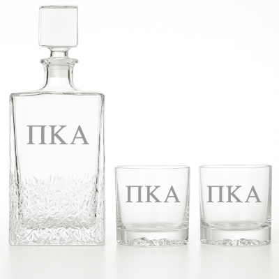 Custom Engraved Pi Kappa Alpha - Personalized Excalibur Decanter Set with Whiskey Glasses