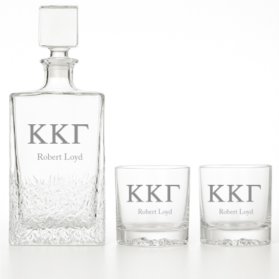 Custom Engraved Kappa Kappa Gamma - Personalized Excalibur Decanter Set with Whiskey Glasses