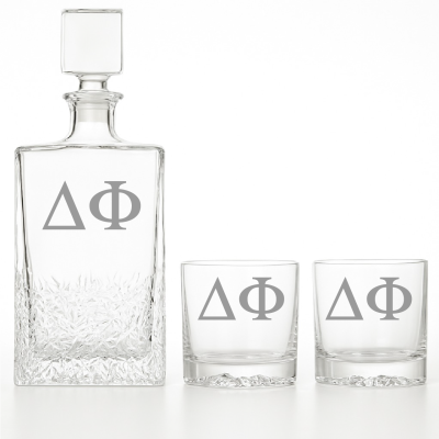 Custom Engraved Delta Zeta - Personalized Excalibur Decanter Set with Whiskey Glasses
