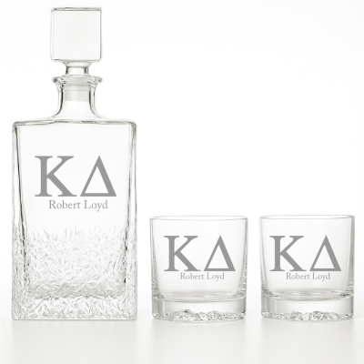 Custom Engraved Kappa Delta - Personalized Excalibur Decanter Set with Whiskey Glasses