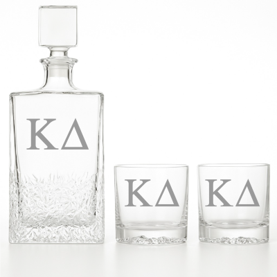 Custom Engraved Kappa Delta - Personalized Excalibur Decanter Set with Whiskey Glasses