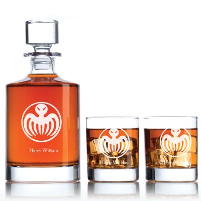 Engraved Spectre - Personalized Bellagio Decanter Set with Old Fashioned Whiskey Glasses