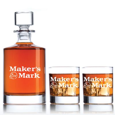 Engraved Makers Mark - Personalized Bellagio Decanter Set with Old Fashioned Whiskey Glasses