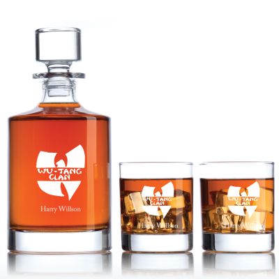 Engraved Wu-Tang Clan - Personalized Bellagio Decanter Set with Old Fashioned Whiskey Glasses