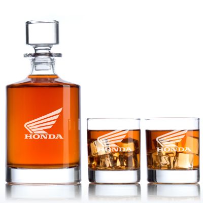 Custom Engraved Honda - Personalized Bellagio Decanter Set with Whiskey Glasses