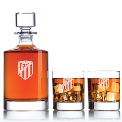 Engraved Atletico Madrid - La Liga Spain Football Personalized Bellagio Decanter Set - Soccer Fanatic Gift Ideas