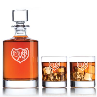 Engraved Rayo Vallecano Madrid - La Liga Spain Football Personalized Bellagio Decanter Set - Soccer Fanatic Gift Ideas